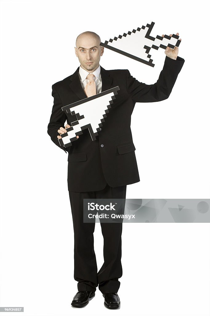 Man with 2 Mouse Arrows  Adult Stock Photo