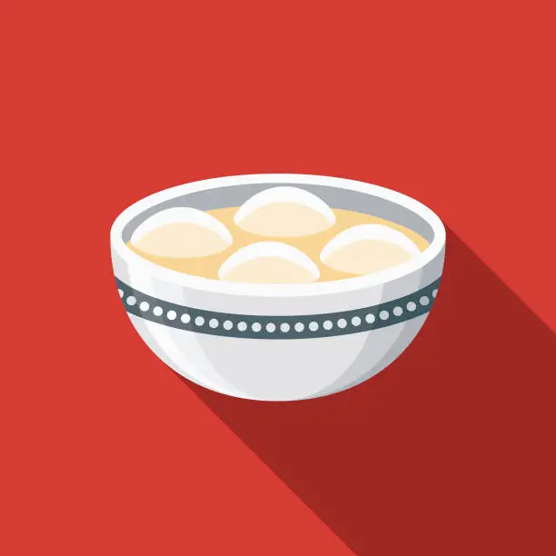 Vector illustration of Rice Balls Flat Design Chinese New Year Icon