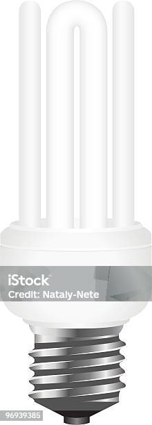 Fotorealista Lâmpada De Poupança De Energia - Arte vetorial de stock e mais imagens de Branco - Branco, Claro, Combustíveis e Geração de Energia