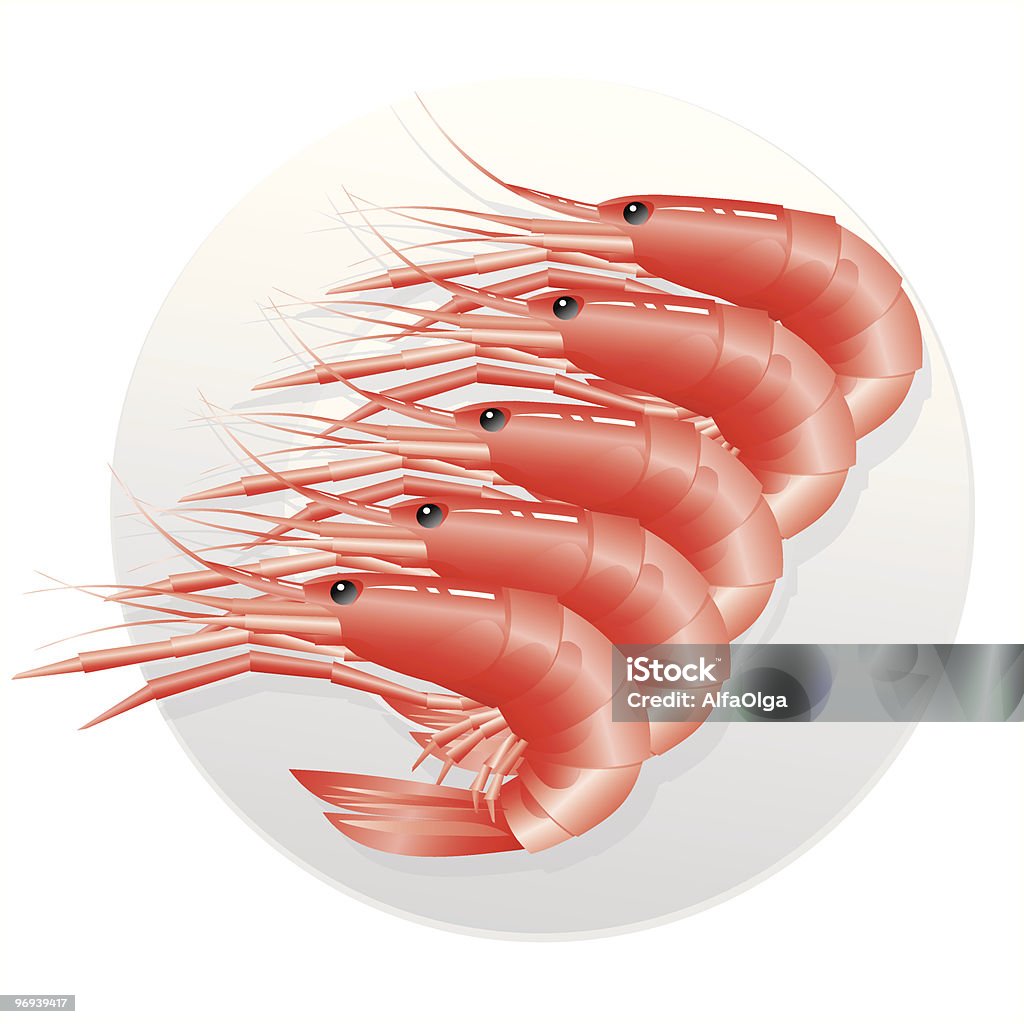 Crevettes sur une assiette - clipart vectoriel de Aliment libre de droits