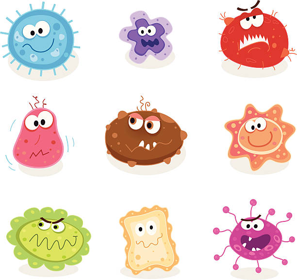 owady i gromadzeniu się bakterii i - flu bug stock illustrations