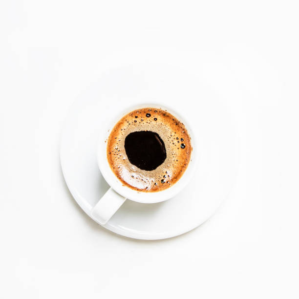 istock White cup of black coffee espresso with foam 969399576