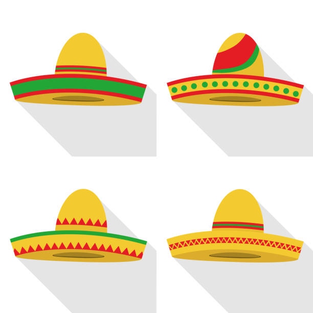 istock Sombrero. Set of realistic Mexican sombrero with shadow. 969419286