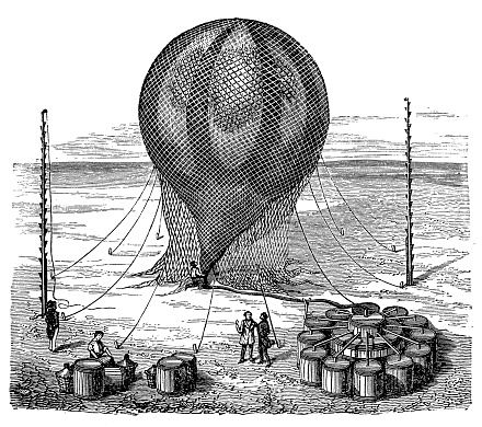 Illustration of a Filling a balloon with a gas