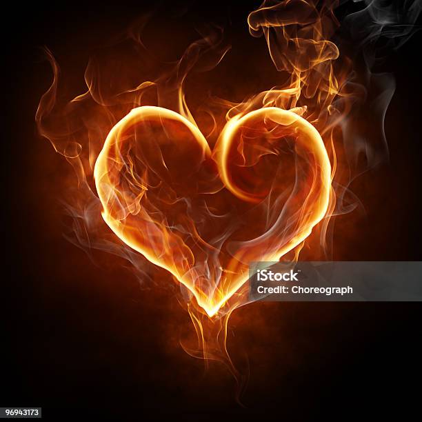 Flamy Symbol Stock Photo - Download Image Now - Heart Shape, Fire - Natural Phenomenon, Flame