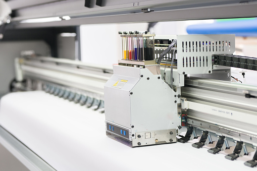 Powerful modern printer in printing house