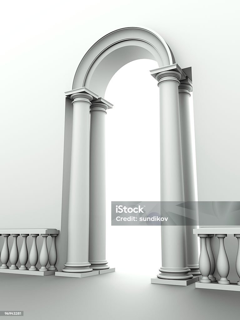 Clássica de entrada com arco e Balaustrada, colunas - Royalty-free Aberto Foto de stock