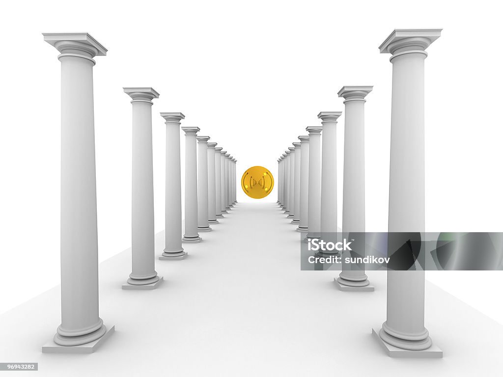 Imagen de las columnas con espejos, amarillo esfera - Foto de stock de Columna arquitectónica libre de derechos