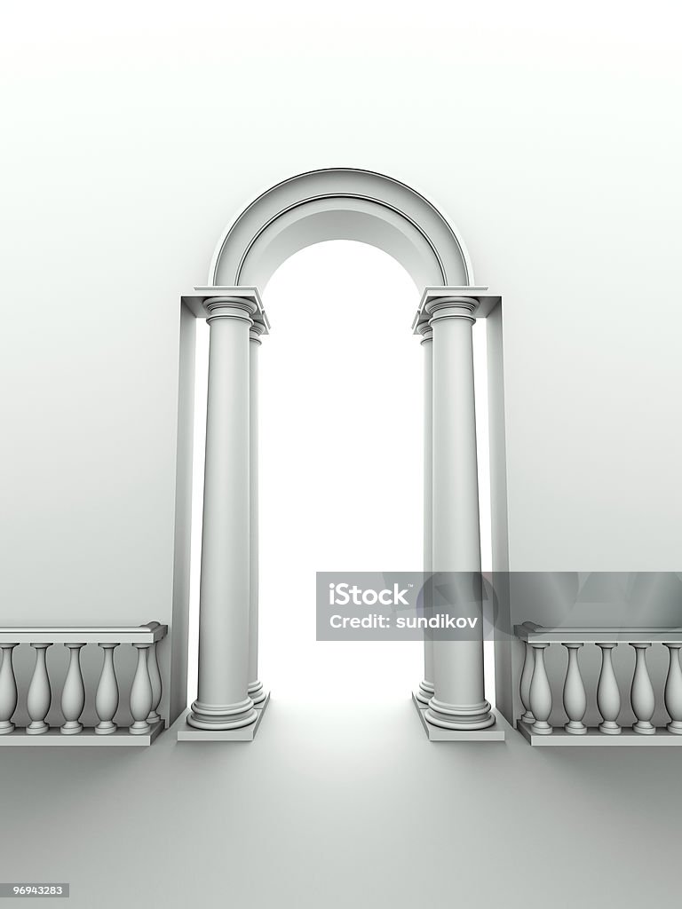 Arco ingresso classico con colonne e Balaustrata - Foto stock royalty-free di Bianco
