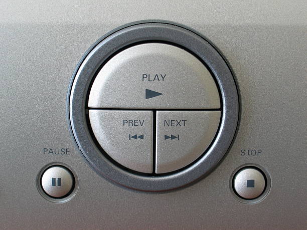 control panel with play stop pause buttons stock photo