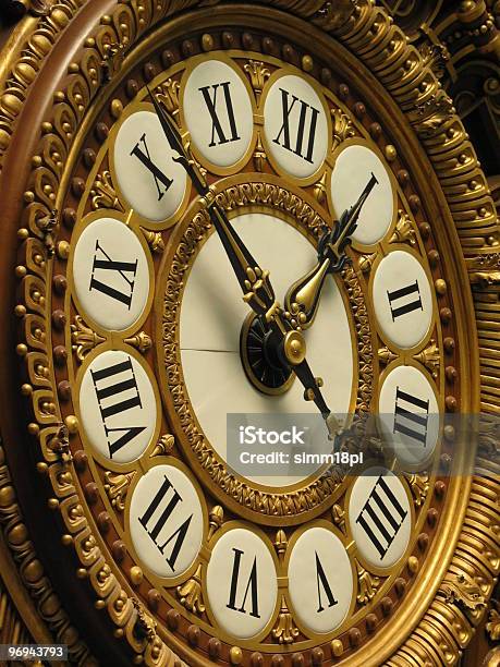 Big Gold Clock From Musée Dorsay In Paris Stock Photo - Download Image Now - 12 O'Clock, Aging Process, Circle