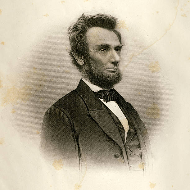 portret abraham lincoln, 1865 - fine art portrait men profile portrait stock illustrations