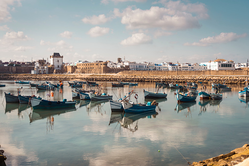 Fishermen boats in the harbour of Assilah, Morocco