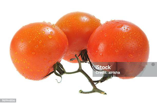 Three Five Red Tomatoes Stock Photo - Download Image Now - Color Image, Cut Out, Drop