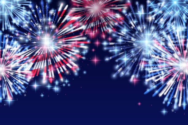 istock 4th of July, American Independence Day celebration Flyer, Banner, Template or Invitation design with National Flag and Sparkling Fireworks. 969449610