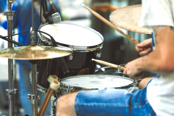 istock Drummer detail of a pop group during a show 969452558