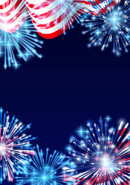 istock 4th of July, American Independence Day celebration Flyer, Banner, Template or Invitation design with National Flag and Sparkling Fireworks. 969452616