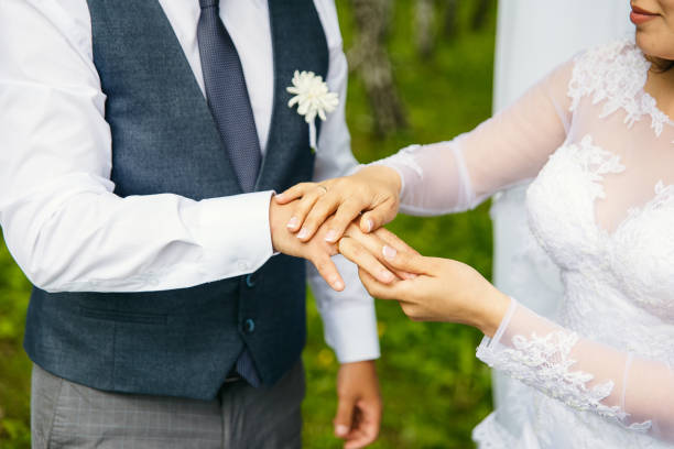 istock bride and groom exchange rings 969452824
