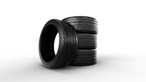 istock stack of new tires , isolated on white background 969455994