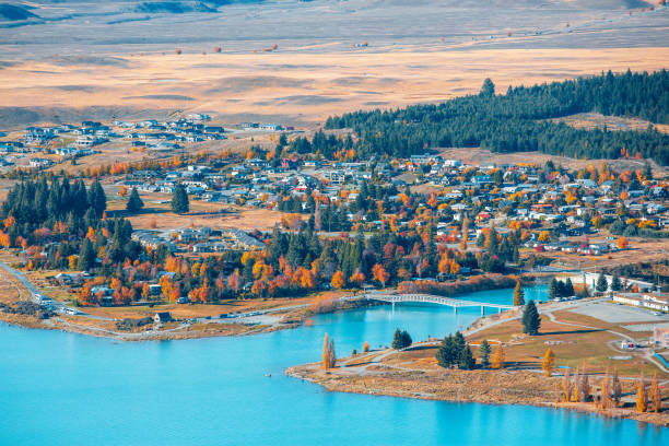 istock Lake Tekapo autumn view lookout from Mt. John 969456582