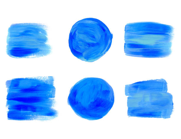 istock Vector blue sea, natural, organic, labels and shapes on white background. Hand drawn painted stains set 969457702