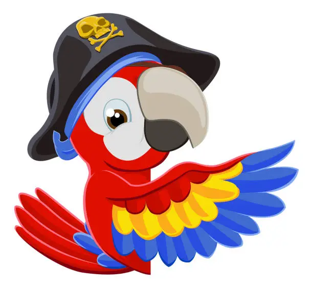 Vector illustration of Peeking Cartoon Pirate Parrot