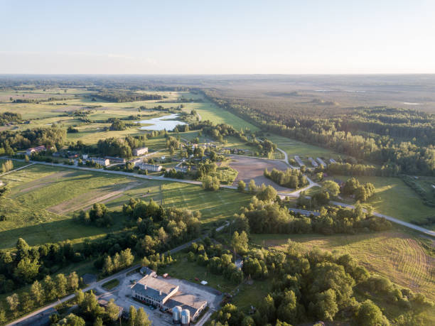istock drone image. aerial view of rural area with fields and roads 969460968