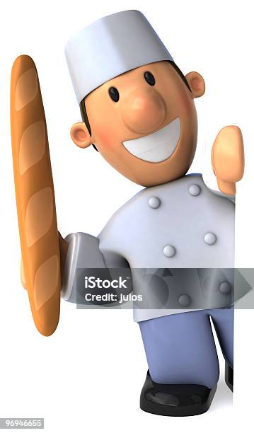 Baker With A Blank Sign Stock Photo - Download Image Now - Adult, Baguette, Baker - Occupation