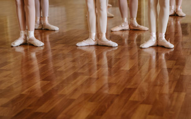 istock Little ballerinas doing exercises ballet class. 969470114