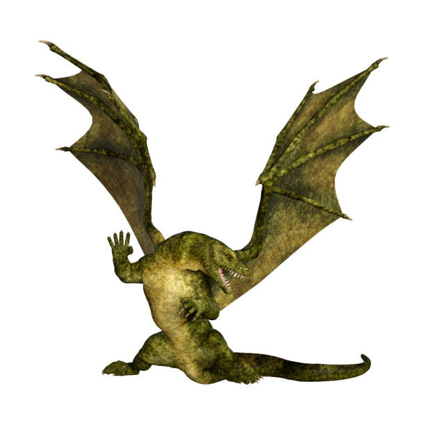 istock 3D illustration fairy tale dragon on white 969473042