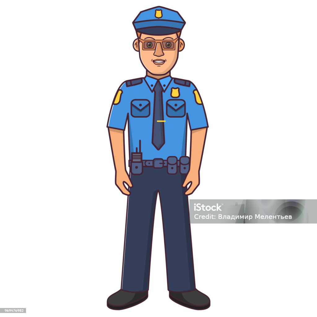 Ilustración de Personaje De Dibujos Animados De Oficial De Policía Hombre  En Un Uniforme De Policía y más Vectores Libres de Derechos de Adulto -  iStock