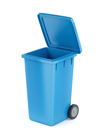 Plastic waste container on white background