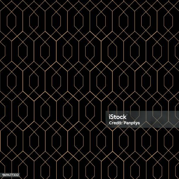 Art Deco Vintage Retro Elegant Pattern Stock Illustration - Download Image Now - Textured, Roaring Twenties Style, Black Color