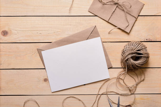 istock Top view of envelope and blank greeting card 969477990