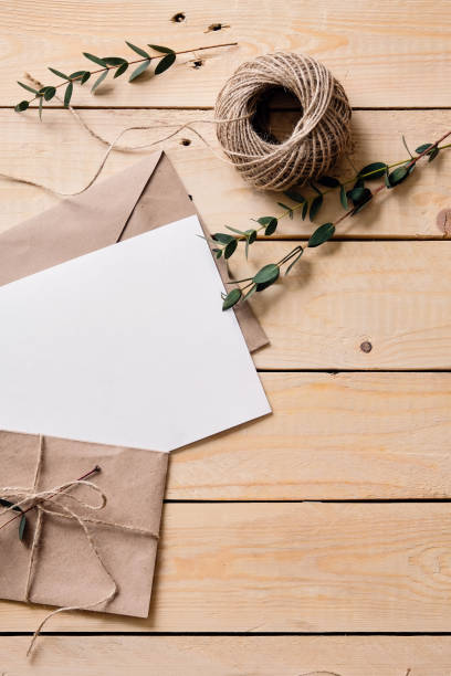 istock Top view of envelope and blank greeting card 969478018
