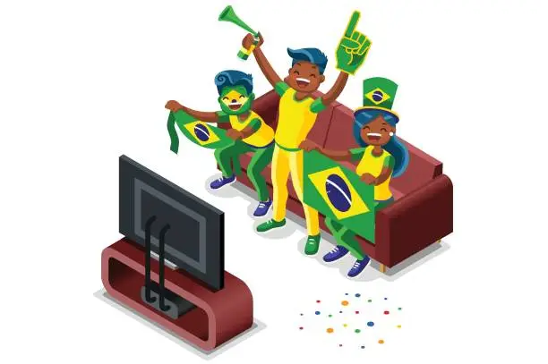 Vector illustration of Brazilian Football Fans