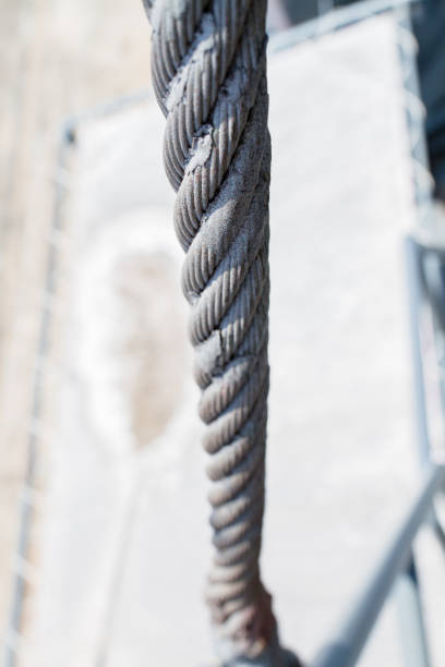 istock Texture of old rust Wire Rope Slings cable line. 969484318