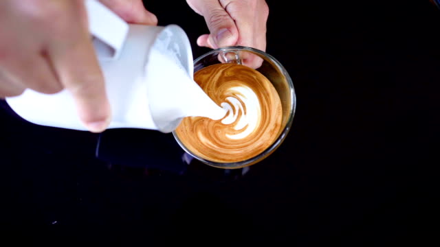 SLO MO Pouring latte art.