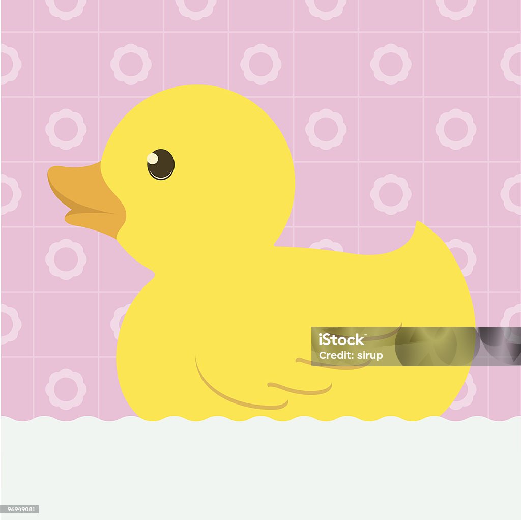 Rubber duck con fondo de baño - arte vectorial de Agua libre de derechos