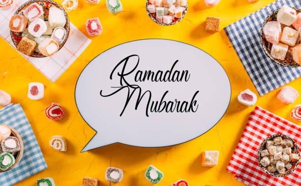 istock Ramadan Mubarak Text and Turkish Delights 969493304