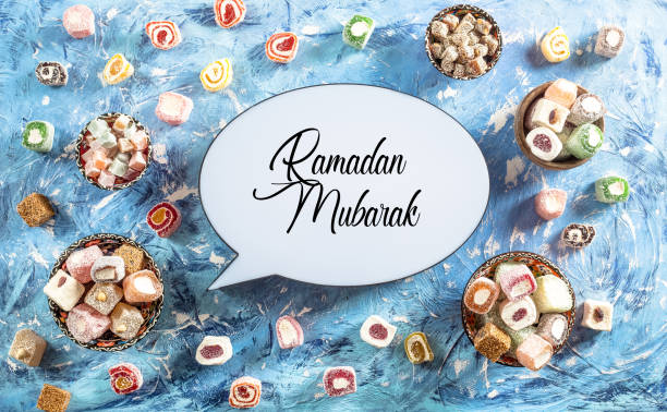 istock Ramadan Mubarak Text and Turkish Delights 969493358