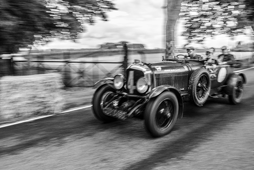 Bentley Speed Six Le Mans 1929 vintage classic car. The car is doing a demonstration drive during the 2017 Classic Days event at Schloss Dyck.