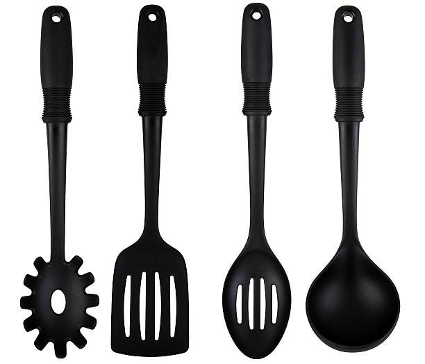 istock Kitchen Utensils Spoon and Spatula with Black Nylon Soft Handles 96950133