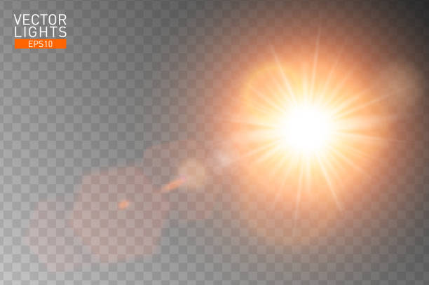 вектор прозрачного солнечного света специальная вспышка объектива. абстрактные солнечные вспышки и прожектор. золотой передний полупрозр - солнечный свет stock illustrations