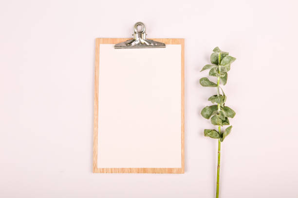 istock Blank page wooden tablet white background 969504690