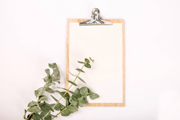 istock Blank page wooden tablet white background 969504766