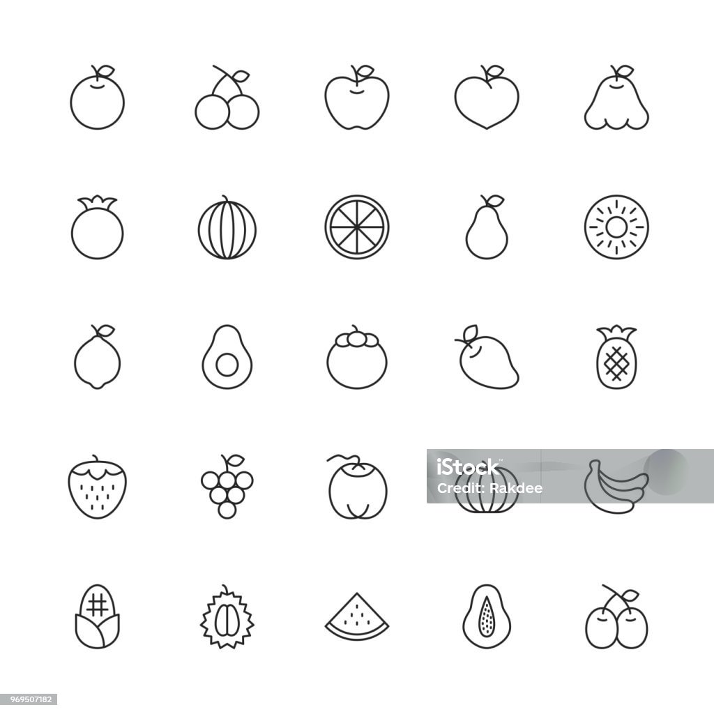 Fruit Icon - Thin Line Series Fruit Icon Thin Line Series Vector EPS File. Icon Symbol stock vector