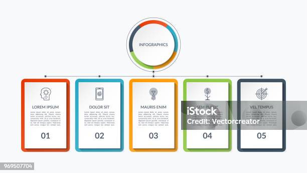 Grafico Infografico Di 5 Schede Opzioni Barre Può Essere Utilizzato Come Diagramma Grafico Tabella Dati Presentazione Report Annuale Web Design - Immagini vettoriali stock e altre immagini di Infografica