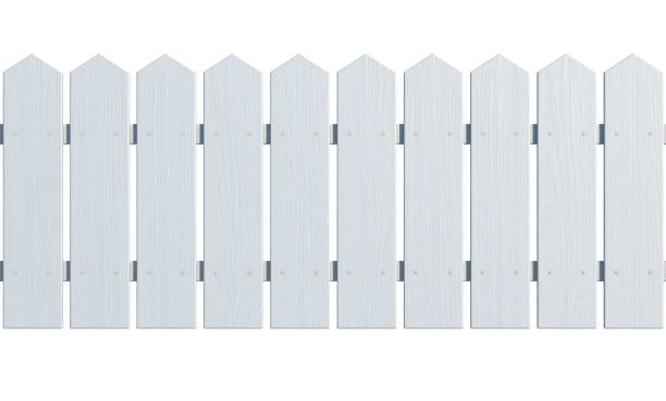 istock Seamless wooden fence isolated on white background 969510432