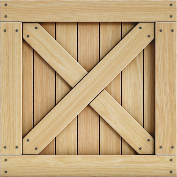 Wooden crate, cargo box isolated on white background